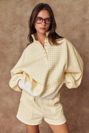 PT16060-11<br/>CHECKERED PIPER SNAP BUTTON SWEATER