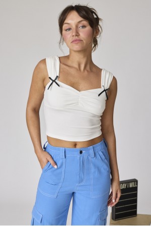 PT50365<br/>Ava Ruched Knit Bow Detail Top
